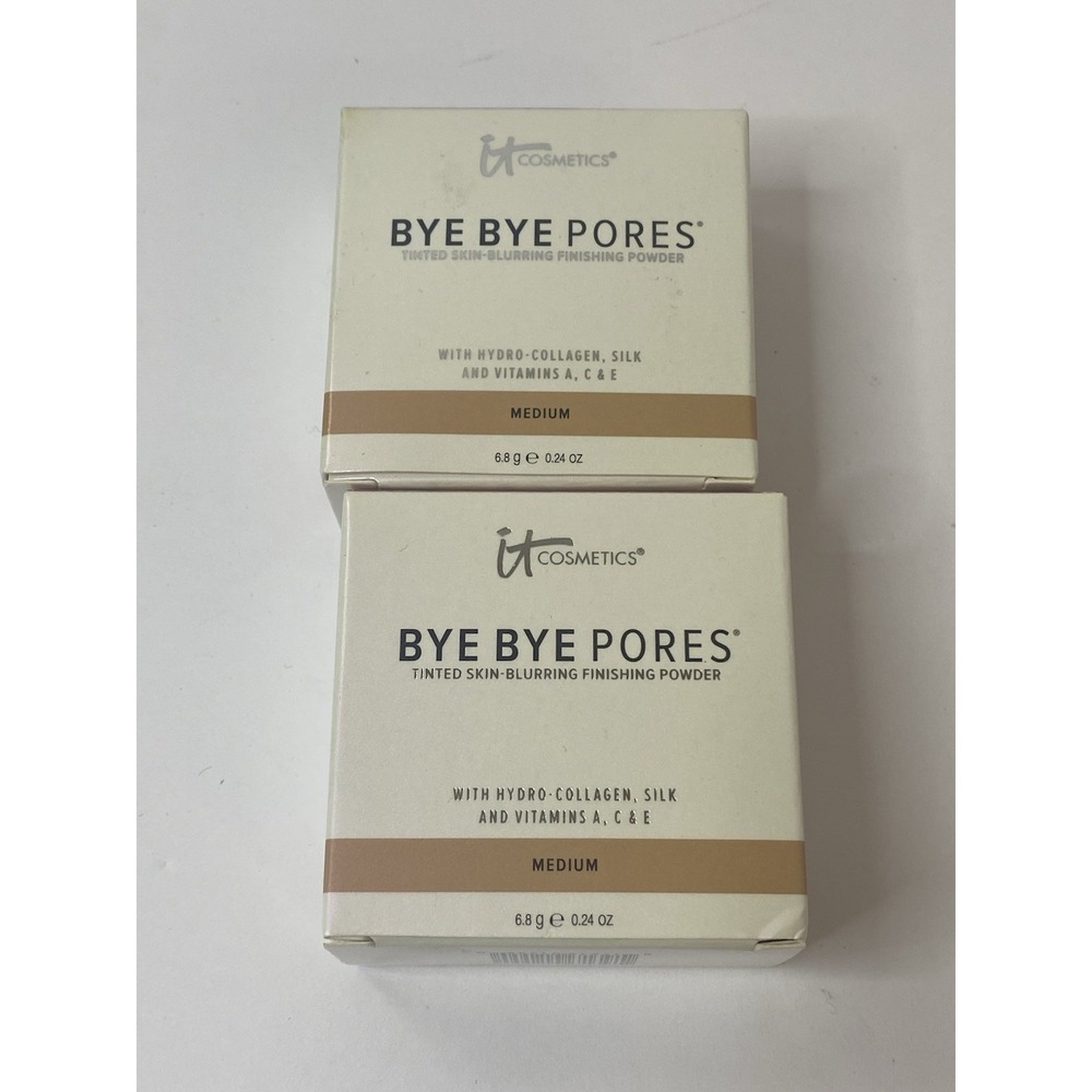 It Cosmetics Bye Bye Pores Finishing Powder Medium Tinted Skin-Blurring Lot 2